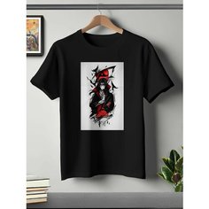 Футболка ONEQ унисекс 56-58 (3XL) размер с принтом Итачи, черная, размер 3XL, черный
