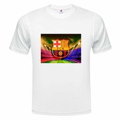Футболка ONEQ унисекс 60-62 (4XL) размер с принтом Барселона, белая, размер 4XL, белый