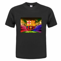 Футболка ONEQ унисекс 68-70 (6XL) размер с принтом Барселона, черная, размер 6XL, черный