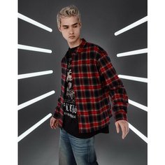 Рубашка Gloria Jeans, размер M-L/182 (44-48), красный/черный