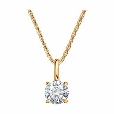 Подвеска Diamant online, красное золото, 585 проба, фианит, размер 1 см., прозрачный