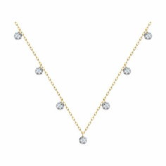 Колье Diamant online, красное золото, 585 проба, фианит, длина 40 см., прозрачный