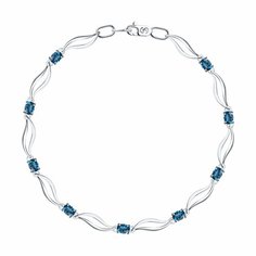 Браслет Diamant online, белое золото, 585 проба, топаз, длина 18 см., голубой