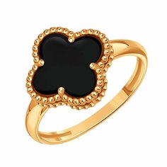 Кольцо Diamant online, красное золото, 585 проба, оникс, размер 17, черный