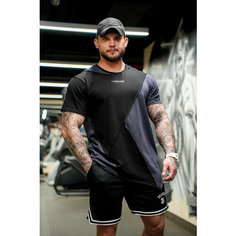 Футболка спортивная Inferno Style Футболка Асимметрия INFERNO style Ф-013-000, 1 шт., размер 2XL, антрацит