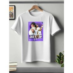 Футболка ONEQ унисекс 50-52 (XL) размер с принтом Карлос Алькараз, белая, размер XL, белый