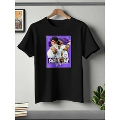 Футболка ONEQ унисекс 56-58 (3XL) размер с принтом Карлос Алькараз, черная, размер 3XL, черный