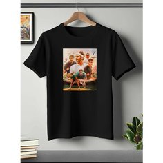 Футболка ONEQ унисекс 56-58 (3XL) размер с принтом Роджер Федерер, черная, размер 3XL, черный