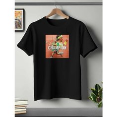 Футболка ONEQ унисекс 50-52 (XL) размер с принтом Рафаэль Надаль, черная, размер XL, черный