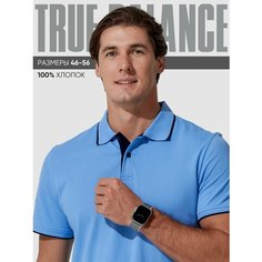 Поло TRUE BALANCE REGULAR FIT, размер 48, голубой/темно-синий