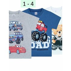 Футболка BONITO KIDS Базовая коллекция, комплект из 3 шт., размер 1, серый, синий, белый