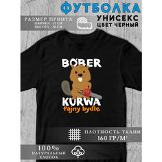 Футболка Бобр мем, 1 шт., размер M, черный Без бренда