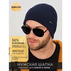Шапка бини ALDINI Renzo для мужчин, размер 56-58, темно-синий