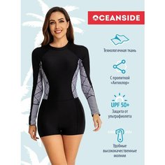 Купальник OCEANSIDE, размер S, черный/серый/белый
