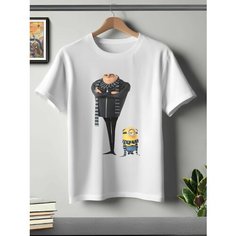 Футболка ONEQ унисекс 50-52 (XL) размер с принтом Гадкий Я, белая, размер XL, белый