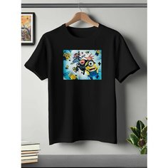 Футболка ONEQ унисекс 50-52 (XL) размер с принтом Гадкий Я, черная, размер XL, черный