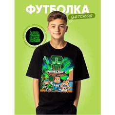 Футболка , размер Майнкрафт 30, черный Нет бренда