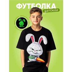 Футболка , размер Заяц 30, черный Нет бренда