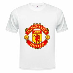 Футболка ONEQ унисекс 42-44 (XS) размер с принтом Манчестер Юнайтед, белая, размер XS, белый