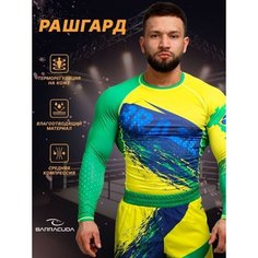 Рашгард Barracuda, размер XXL, желтый, зеленый, синий