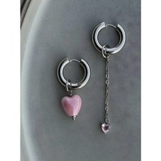 Серьги конго, керамика, розовый, серый Blue Jewelry