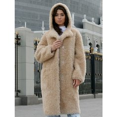 Шуба чебурашка silverfox, размер 48, бежевый