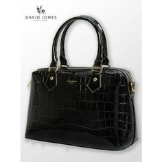 Сумка мессенджер DAVID JONES, фактура под рептилию, черный