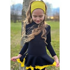 Костюм для фигурного катания Olivi Classic Утепленный комбинезон, размер M, темно-синий/желтый