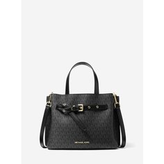 Сумка сэтчел MICHAEL KORS, фактура зернистая, тиснение, матовая, перфорированная, черный
