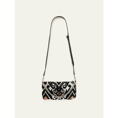 Сумка кросс-боди TWO EAGLES, фактура бархатистая, коричневый, черный, белый