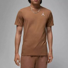 Футболка NIKE Jumpman Embroidered Crew, размер 50-52, коричневый