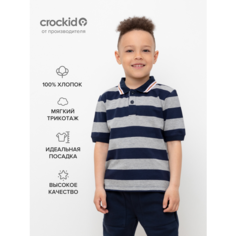 Поло crockid КР 302169/серый меланж,индиго,полоска к498, размер 56/104, серый, синий