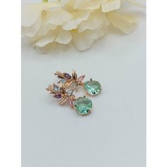 Серьги FJ Fallon Jewelry, циркон, размер 30 мм, золотистый