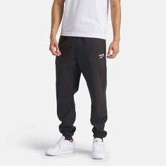 Брюки спортивные Reebok Identity Small Logo Fleece Jogger, размер L INT, черный/белый/красный
