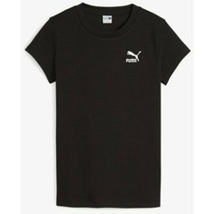 Футболка PUMA CLASSICS Ribbed Slim Tee, размер S, черный