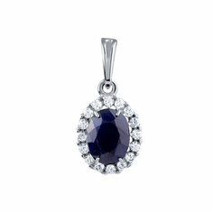 Подвеска CORDE, серебро, 925 проба, родирование, сапфир, размер 1.6 см., синий