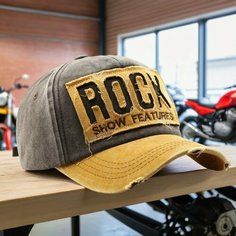 Бейсболка мужская ROCK для мужчин, размер 55-60, красный/коричневый/желтый Без бренда