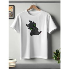 Футболка ONEQ унисекс 50-52 (XL) размер с принтом Беззубик, белая, размер XL, белый