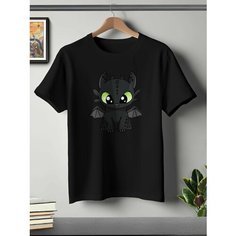 Футболка ONEQ унисекс 56-58 (3XL) размер с принтом Беззубик, черная, размер 3XL, черный