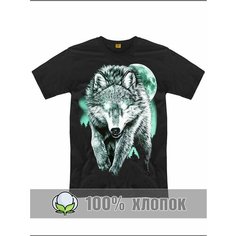 Футболка RexTex Волк, размер 56, черный