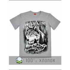 Футболка RexTex Волк, размер 54, серый