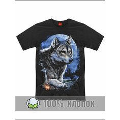 Футболка RexTex Волк, размер 48, черный