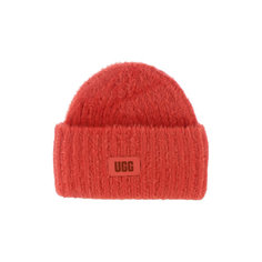 Шапка бини UGG Chunky Plush Cuff Beanie для женщин, размер OneSize, красный