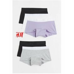 Трусы H&M Basic, размер 10-12 лет, черный, фиолетовый, серый, белый