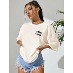 Футболка Оверсайз, 1 шт., размер 42-46 Oversize, бежевый Acnjinxy