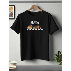 Футболка ONEQ унисекс 56-58 (3XL) размер с принтом Хакуна матата, черная, размер 3XL, черный