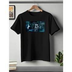 Футболка ONEQ унисекс 60-62 (4XL) размер с принтом Джокер, черная, размер 4XL, черный