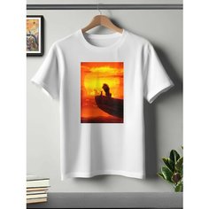 Футболка ONEQ унисекс 50-52 (XL) размер с принтом Король Лев, белая, размер XL, белый