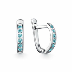 Серьги Dewi, серебро, 925 проба, родирование, фианит, размер 10 мм, длина 1.1 см, , голубой