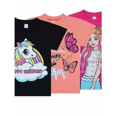 Футболка BONITO KIDS Базовая коллекция, комплект из 3 шт., размер 4, черный, фуксия, желтый